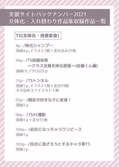 TS "Nyotaika Irekawari" + α Sakuhinshuu | TS "Feminization Body-Swap" + Extra Work Collection