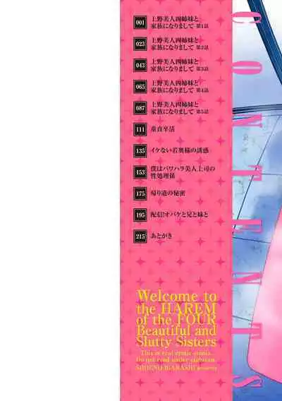 [Igarashi Shouno] Dosukebe Bijin Yonshimai Harem ni Youkoso! - Welcome to the HAREM of the FOUR Beautiful and Slutty Sisters + "Ueno Bijin Yonsihimai to Kazoku ni Narimashite" Ch. 1-5 Shitagaki Data [Digital]