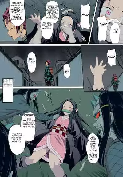 (C96) [Nameless (GuiZhenCao)] Moshi Nezuko ga Warui Hito ni Tsukamattara... (Kimetsu no Yaiba) [English] [Colorized]