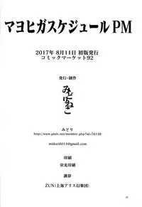 (C92) [Midorineko (Midori)] Mayoiga Schedule PM (Touhou Project) [Chinese] [oo君個人漢化]